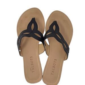 Talbots Women's Sandals 7.5M Genuine Leather Upper Black Cutout Design